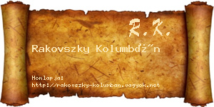 Rakovszky Kolumbán névjegykártya